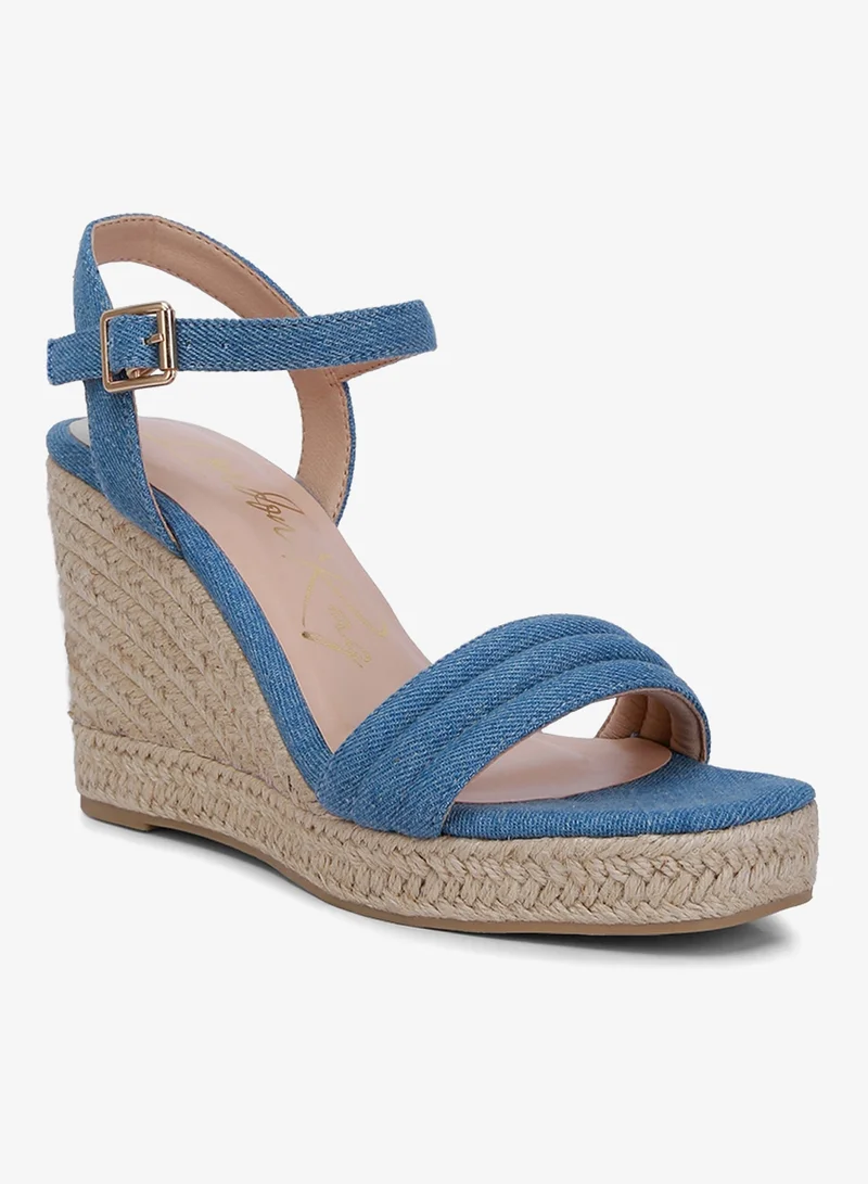 London Rag Denim Espadrilles High Wedge Sandals in Denim for Women | Best Price UAE
