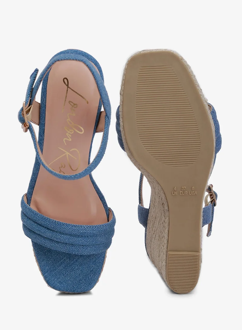 London Rag Denim Espadrilles High Wedge Sandals in Denim for Women | Best Price UAE