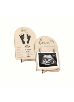 Just Quality Charming wooden photo frame with 2 wooden clips, a wooden gift for expectant mothers, a photo prop for displaying ultrasound pictures on both sides, suitable for New Year, Valentine's Day, and Mother's Day gifts  - Image 1