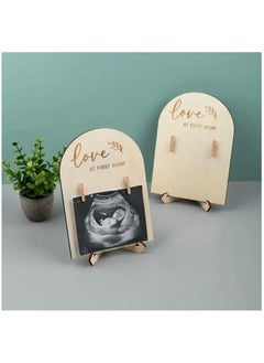 Just Quality Charming wooden photo frame with 2 wooden clips, a wooden gift for expectant mothers, a photo prop for displaying ultrasound pictures on both sides, suitable for New Year, Valentine's Day, and Mother's Day gifts  - Image 2