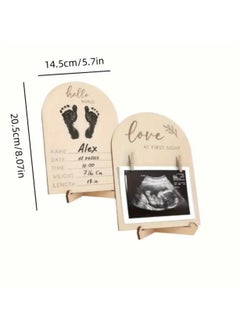 Just Quality Charming wooden photo frame with 2 wooden clips, a wooden gift for expectant mothers, a photo prop for displaying ultrasound pictures on both sides, suitable for New Year, Valentine's Day, and Mother's Day gifts  - Image 3