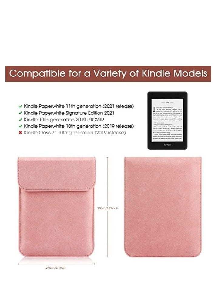 SYOSI 6.8 Inch Sleeve for All-New Kindle 2022/Kindle 2019/Kindle Paperwhite/Kindle Voyage/Kindle (8th Gen, 2016)/Kindle 4/5/Kindle Touch Protective Pouch Bag Case Cover, Pink  - Image 3