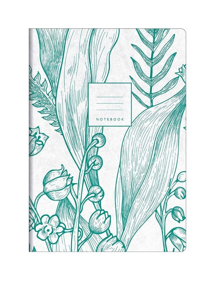 Collins Debden Tara A5 Ruled Notebook White with Green Floral Design Wear Resistant Covers and 192 Pages Premium Cream Paper - Image 1