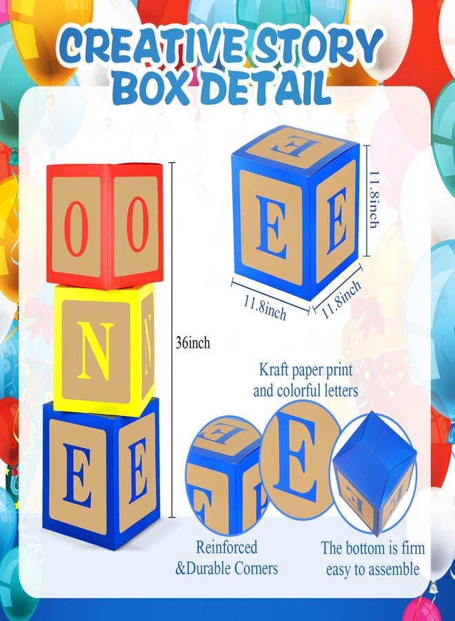 Zhanmai 3 Pcs Toy Inspire Party Decorations ONE Balloon Boxes for Toy Theme 1st Birthday Party Decorations Balloon Boxes for Inspire First Birthday Baby Shower Supplies - Image 2