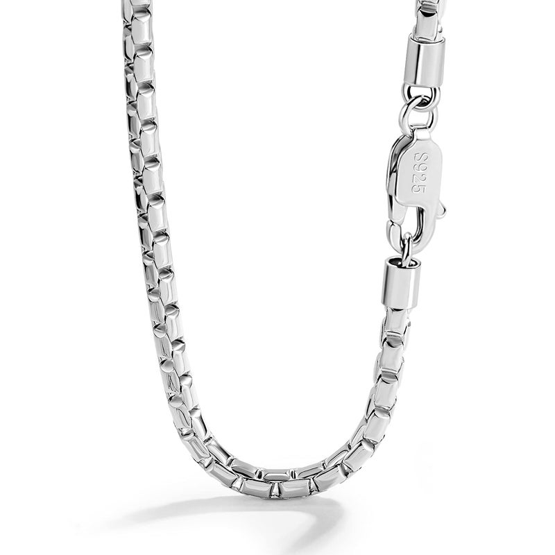 Dankadi Fashion Men 925 Sterling Silver Necklace Italy 5MM Square Rolo Link Round Box Chain Chokers 18 "20" 22 "24" 26 " Fine Jewelry Gift (22 inches) - Image 1
