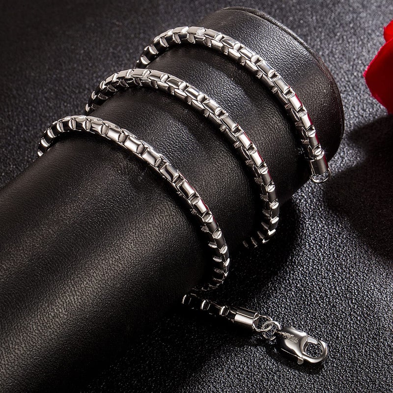 Dankadi Fashion Men 925 Sterling Silver Necklace Italy 5MM Square Rolo Link Round Box Chain Chokers 18 "20" 22 "24" 26 " Fine Jewelry Gift (22 inches) - Image 5