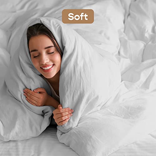 SleepyCat Duvet Cover, 100% Cotton 200TC Percale Combed Yarn, with Corner Ties & Coconut Button Closure, Oeko-TEX & AZO Free, (Single Size, 90x100 inches) Dolphin Grey - Image 5