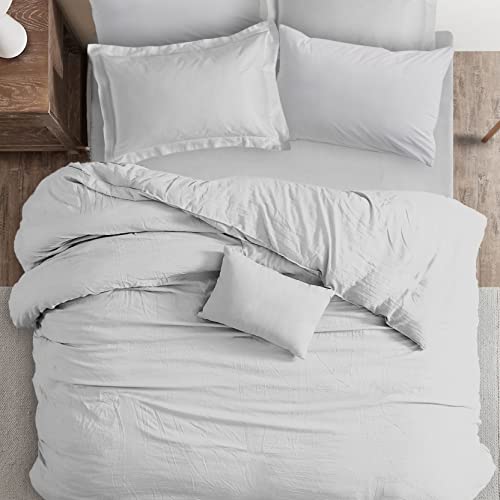 SleepyCat Duvet Cover, 100% Cotton 200TC Percale Combed Yarn, with Corner Ties & Coconut Button Closure, Oeko-TEX & AZO Free, (Single Size, 90x100 inches) Dolphin Grey - Image 1