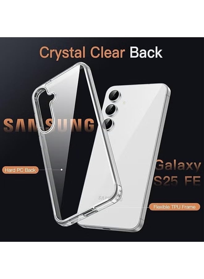 جراب لهاتف Samsung Galaxy S25 FE 5G - غطاء حماية ممتص للصدمات لا يميل للاصفرار، مضاد لبصمات الأصابع والخدوش، يوفر حماية ضد السقوط، بتصميم نحيف وشفاف من البولي كربونات (PC) مع إطار جانبي ناعم من مادة TPU (شفاف) - Image 3