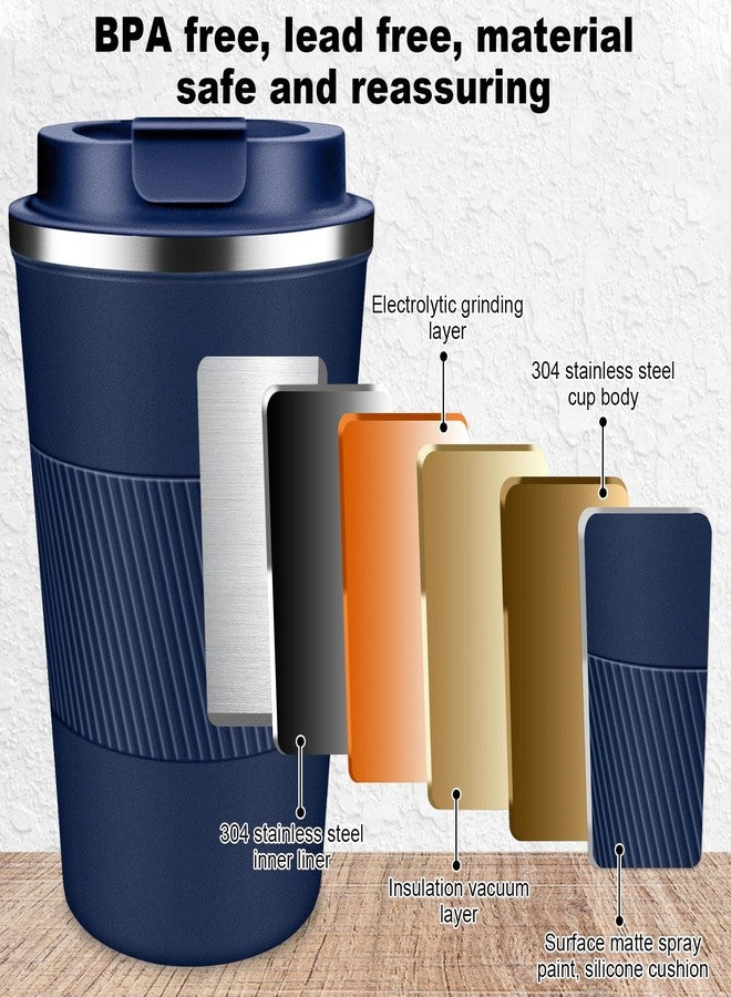 LCKDHM Insulated travel coffee cup with leak proof lid, insulated and reusable hot and cold beverage gifts No handle for men and women Multiple sizes and colors (Dark blue, 12 oz) - Image 3
