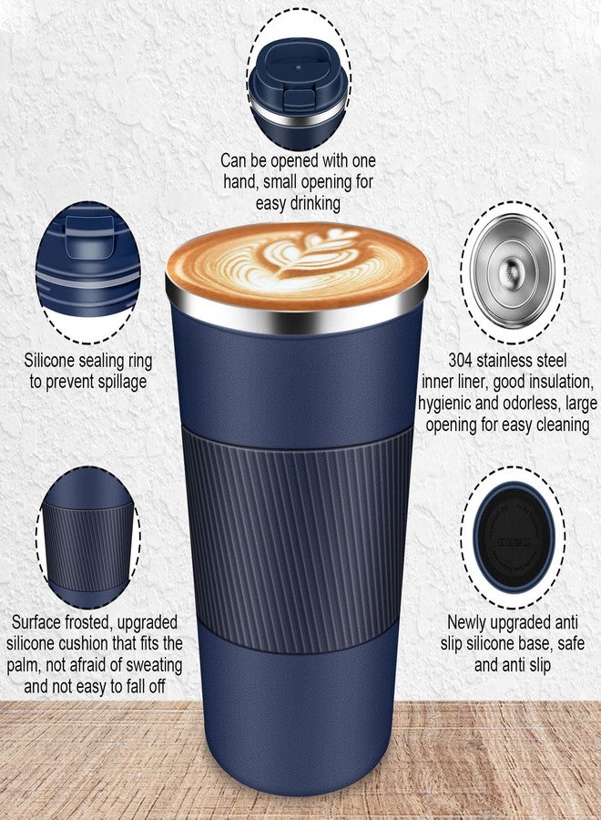 LCKDHM Insulated travel coffee cup with leak proof lid, insulated and reusable hot and cold beverage gifts No handle for men and women Multiple sizes and colors (Dark blue, 12 oz) - Image 2