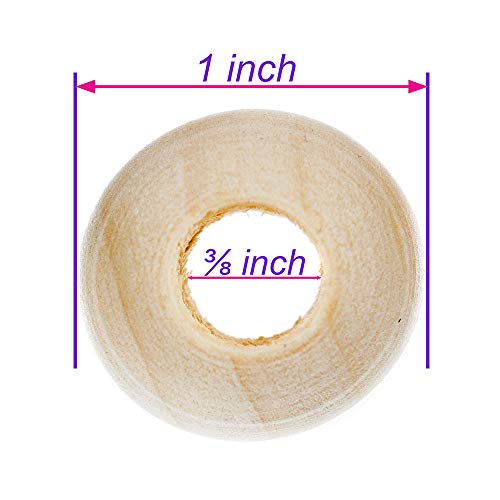 Craft County 20 Pack of 1 Inch Natural Wooden Round Ball Spacer Beads - Charms for DIY Crafts - Image 3