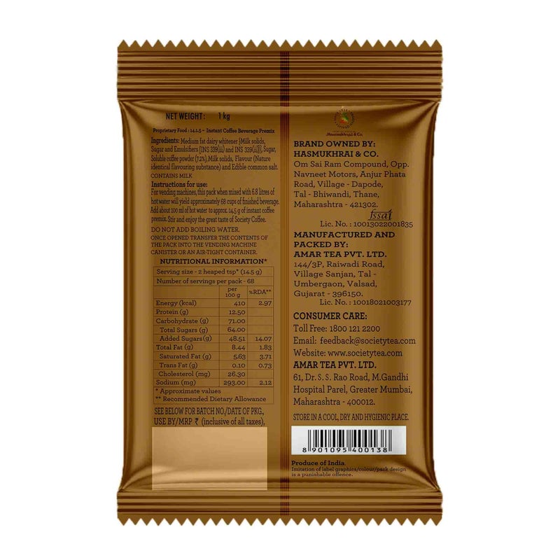 Society Daily Coffee Premix | 1 kg Pouch | Instant Coffee | Flavourful & tasty | Enticing Aroma - Image 2