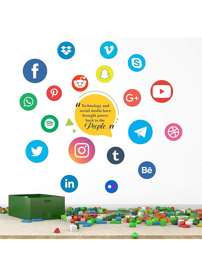 erorex Social Media Power Office Startup Motivation Decor Wall Sticker 120 X 120 Cm Multicolour Vinyl - Image 2