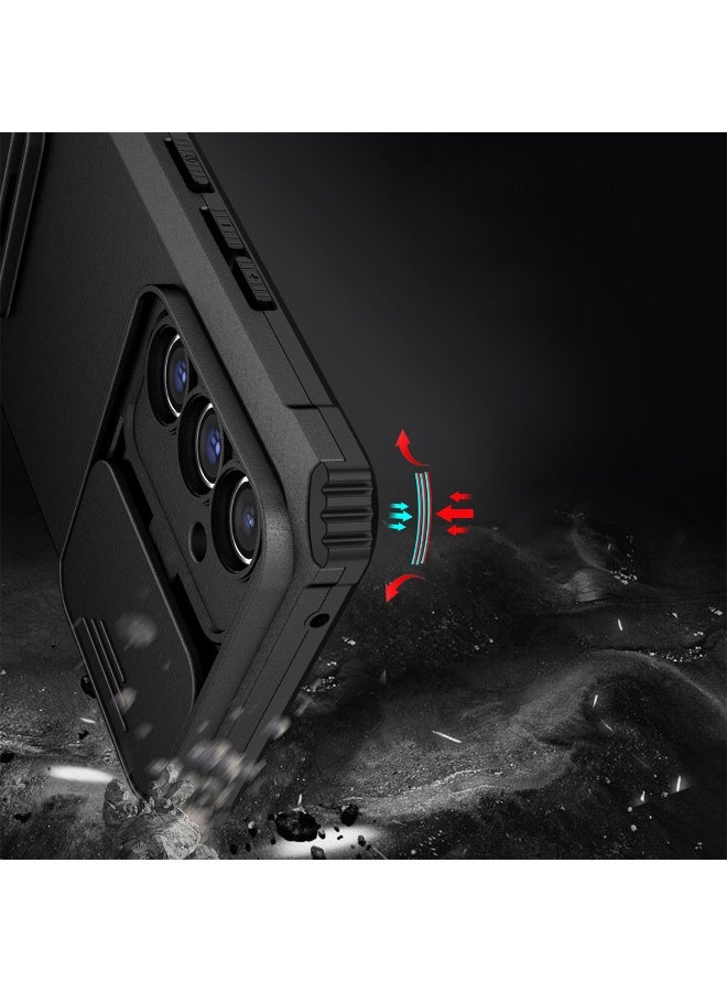 تنطبق على سامسونج جالاكسي A36 / غالاكسي A56 5G الهاتف المحمول شل ، مبتكرة تلسكوبي قوس ، انزلاق الكاميرا نافذة واقية ، رقيقة جدا كمبيوتر و TPU الهاتف المحمول شل ، تنطبق على سامسونج غالاكسي A36 / غالاكسي A56 5G ، أسود - Image 2