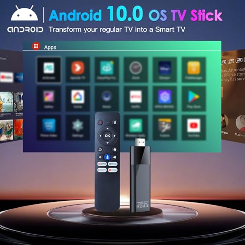BL Android TV Stick 4K, 2025 Android TV Stick 10.0 2GB RAM 16GB ROM, Tv Stick 4K Ultra HD H313 CPU Supports 2.4G/5G Wi-Fi Bluetooth 5.0 USB HDR10 with Bluetooth Voice Remote Control - Image 2