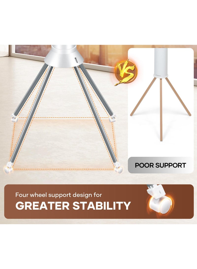 Arabest 4-Legged Foldable Clothes Drying Rack with Wheels, Heavy-Duty Laundry Rack for Indoor Outdoor Use, Space-Saving Portable Design & Pulley System - Image 4