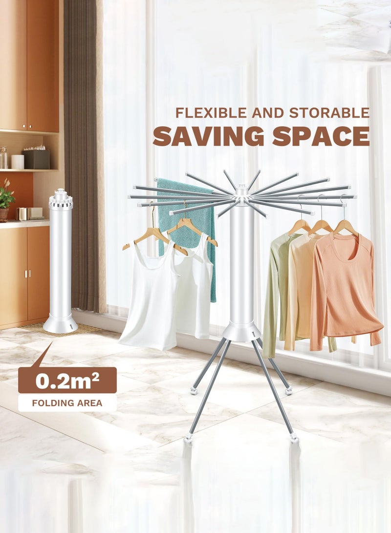 Arabest 4-Legged Foldable Clothes Drying Rack with Wheels, Heavy-Duty Laundry Rack for Indoor Outdoor Use, Space-Saving Portable Design & Pulley System - Image 5