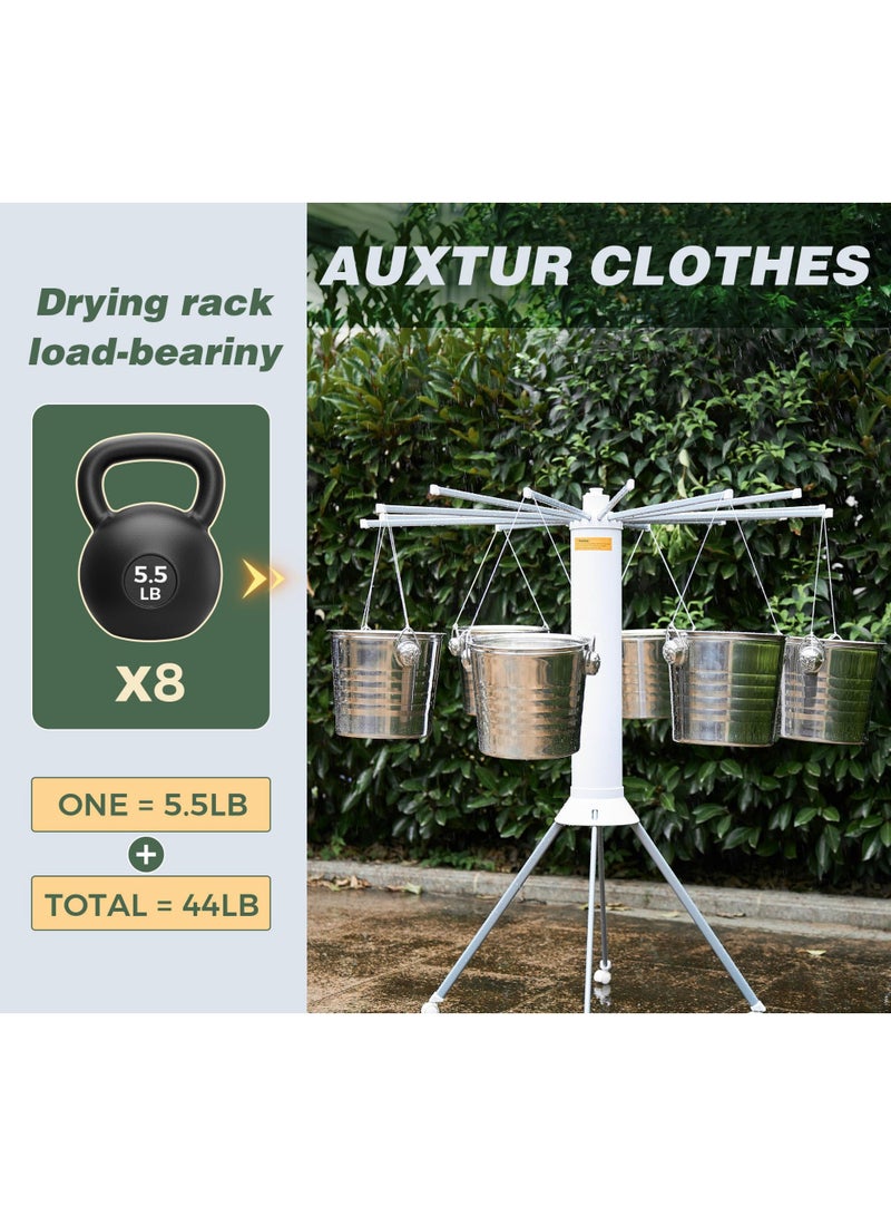 Arabest 4-Legged Foldable Clothes Drying Rack with Wheels, Heavy-Duty Laundry Rack for Indoor Outdoor Use, Space-Saving Portable Design & Pulley System - Image 2