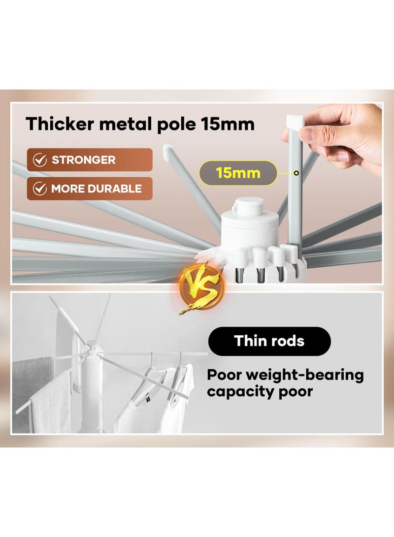 Arabest 4-Legged Foldable Clothes Drying Rack with Wheels, Heavy-Duty Laundry Rack for Indoor Outdoor Use, Space-Saving Portable Design & Pulley System - Image 3