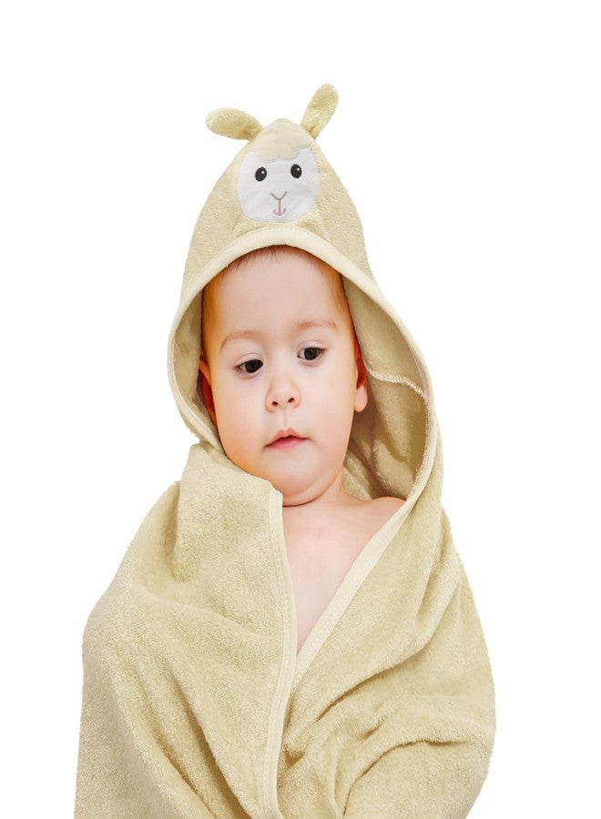 Kradyl Kroft 100% Cotton Baby Hooded Bath Towel with Bath Loofah | Soft Absorbent Cotton Bath Towels for Baby (Little Sheep) - Image 1