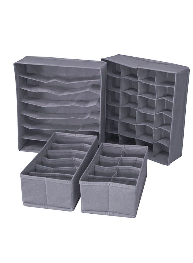 Ant 4-Piece Foldable Underwear Socks Storage Box, Foldable Closet Drawer Organizers Divider, Closet Dresser Drawers Storage Boxes for Clothes Panties Underwear Sock Ties (Dark Grey)  - Image 3