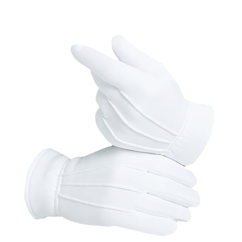 Cielasis White Cotton Gloves Men Costume Stitched Uniform Gloves for Wedding Formal Tuxedo Party, Coin Jewelry Inspection Gloves, Men Uniform Glovesfor Police Server Funeral Formal Tuxedo Guard - Image 1