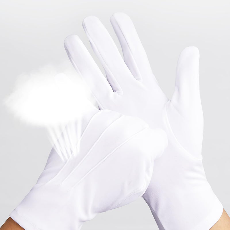 Cielasis White Cotton Gloves Men Costume Stitched Uniform Gloves for Wedding Formal Tuxedo Party, Coin Jewelry Inspection Gloves, Men Uniform Glovesfor Police Server Funeral Formal Tuxedo Guard - Image 5