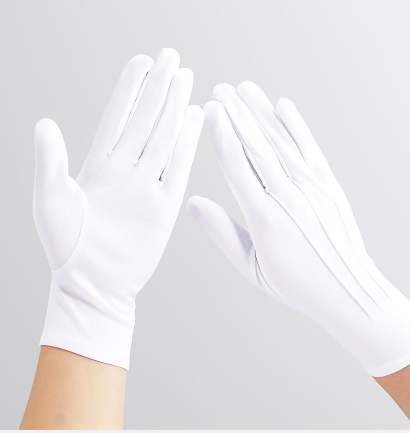 Cielasis White Cotton Gloves Men Costume Stitched Uniform Gloves for Wedding Formal Tuxedo Party, Coin Jewelry Inspection Gloves, Men Uniform Glovesfor Police Server Funeral Formal Tuxedo Guard - Image 2