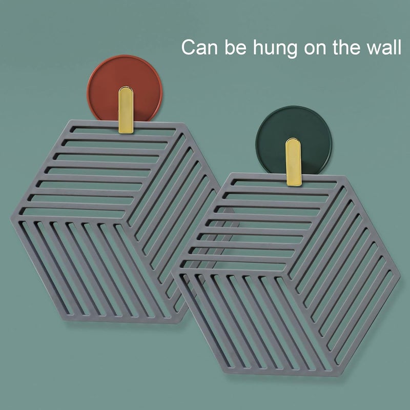 Potency Silicone Trivet Mats, Silicone Coasters Insulation Pad for Hot Pots, Pans, Dishes, Cups, Set of 4 (Grey, Line) - Image 4