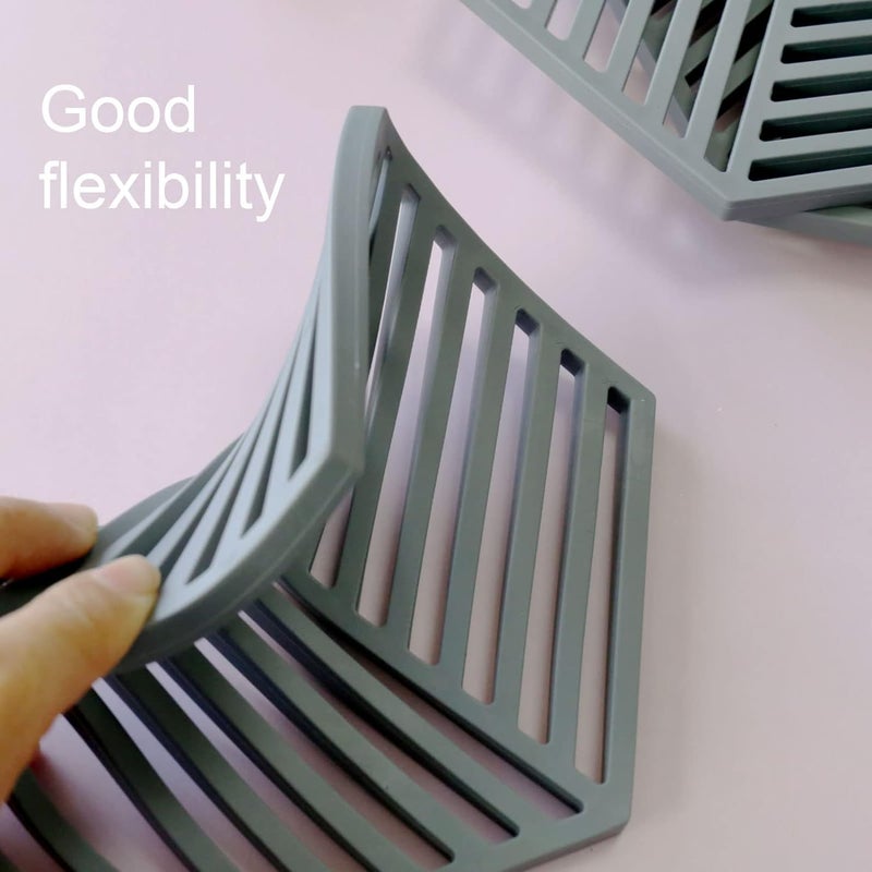 Potency Silicone Trivet Mats, Silicone Coasters Insulation Pad for Hot Pots, Pans, Dishes, Cups, Set of 4 (Grey, Line) - Image 5