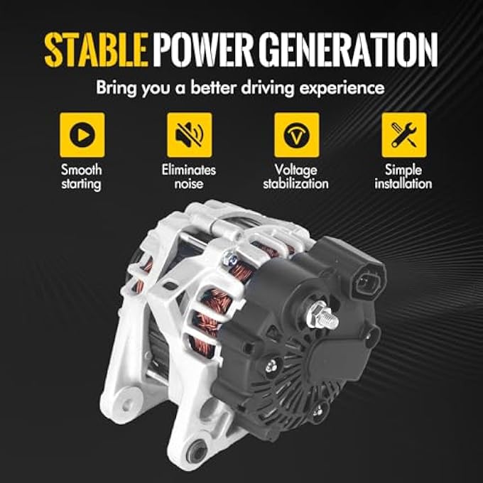 KUSATEC 3730023650 New Alternator Compatible with Hyundai Elantra 2007-2012; for Kia Soul 2010-2011/Spectra 5 2007-2009 2.0L L4; 12V 90A Replacement OE# 11311N 400-46020 - Image 3