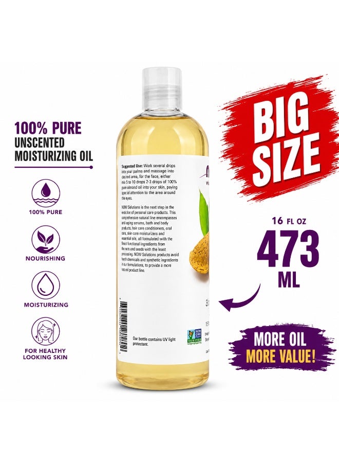 NOW Solutions Sweet Almond Oil BIG SIZE  473ML Pure & Unscented, Moisturizing & Nourishing Oil for Skin & Hair - Image 4