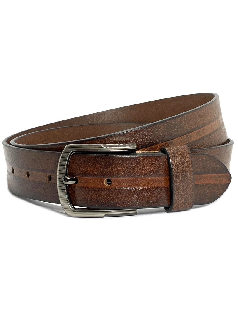 Classic Milano - Classic Milano Genuine Leather Belt Men Casual Belt for men Mens belt 40MM 14904 (Brown) by Milano Leather - Image 1