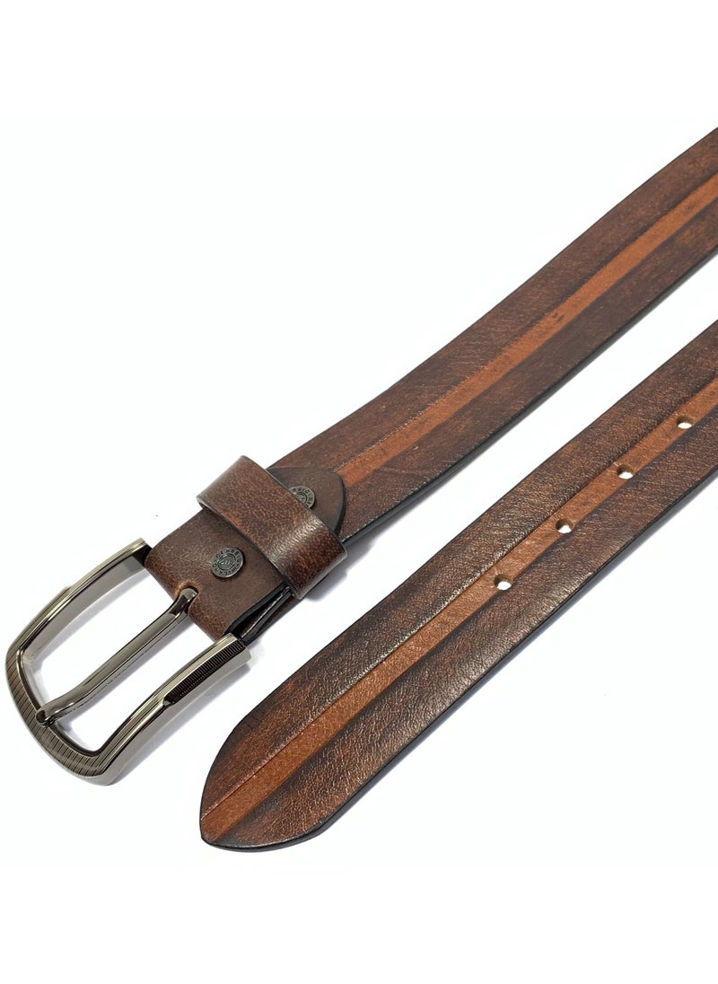 Classic Milano - Classic Milano Genuine Leather Belt Men Casual Belt for men Mens belt 40MM 14904 (Brown) by Milano Leather - Image 1