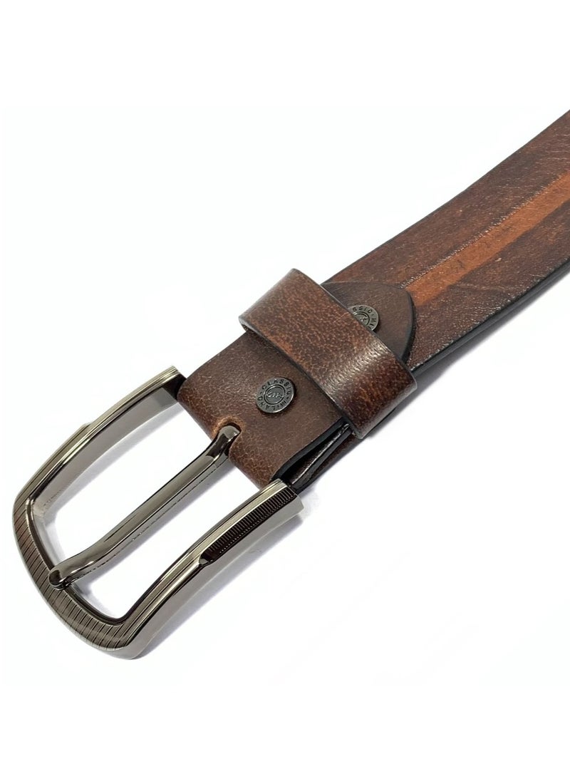 Classic Milano - Classic Milano Genuine Leather Belt Men Casual Belt for men Mens belt 40MM 14904 (Brown) by Milano Leather - Image 1