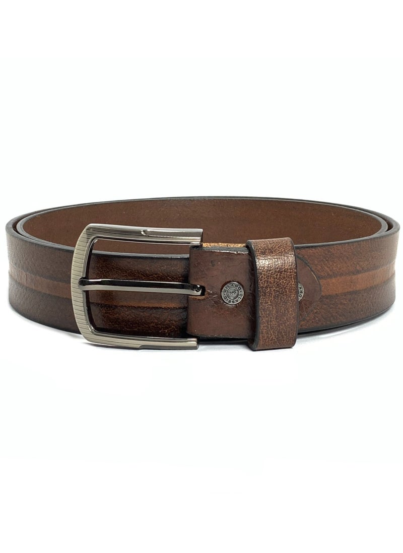 Classic Milano - Classic Milano Genuine Leather Belt Men Casual Belt for men Mens belt 40MM 14904 (Brown) by Milano Leather - Image 1