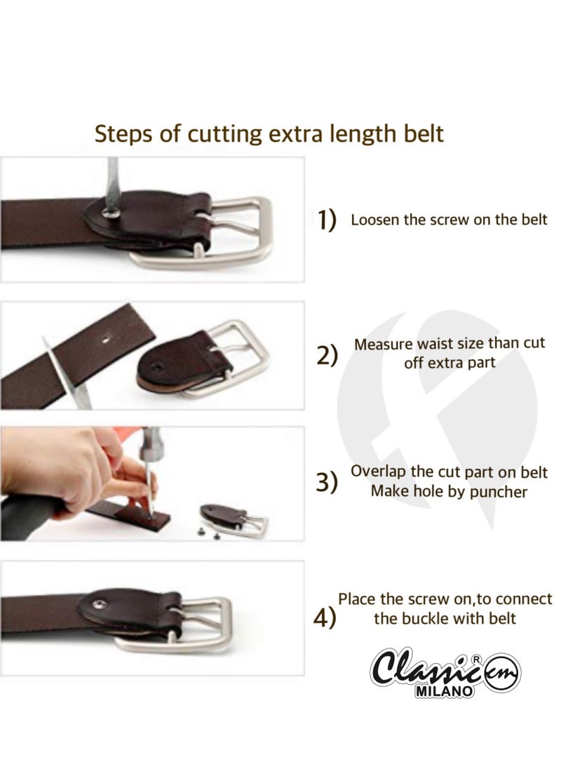 Classic Milano - Classic Milano Genuine Leather Belt Men Casual Belt for men Mens belt 40MM 14904 (Brown) by Milano Leather - Image 1