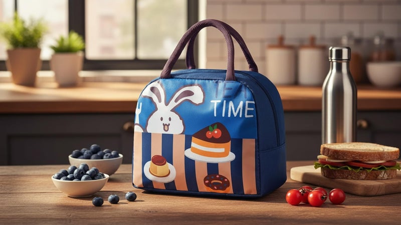 INSTABUYZ 3D Printed Hot & Cold Leak Proof Lunch Bag for Office School Kids Men & Women Storage Bag with Handle Tiffin Bag (Blue Time) - Image 2