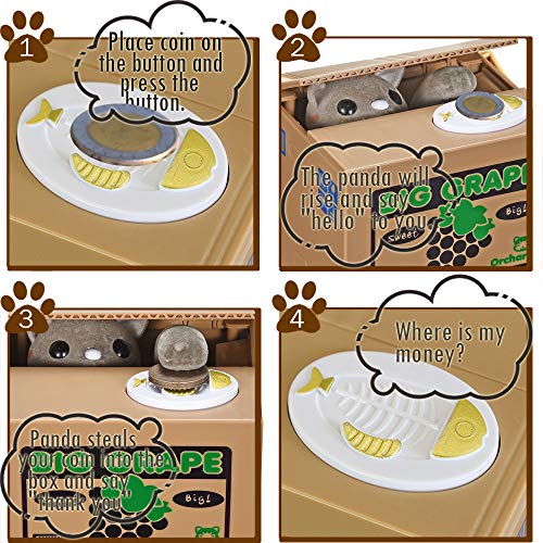 HmiL-U Cat Stealing Money Bank, Piggy Bank for Kids, Coin Bank for Money Saving, Automatic Stealing Money with English Speaking, Creative Gift (Grape Cat) - Image 5