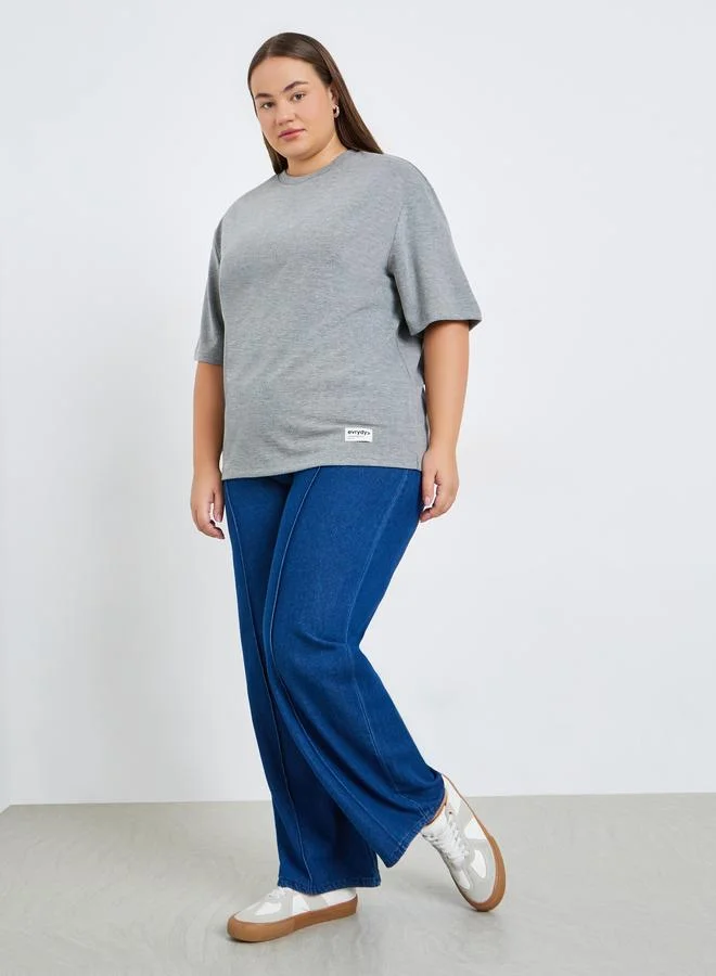 Styli Plus Size Grey Short Sleeve T-Shirt