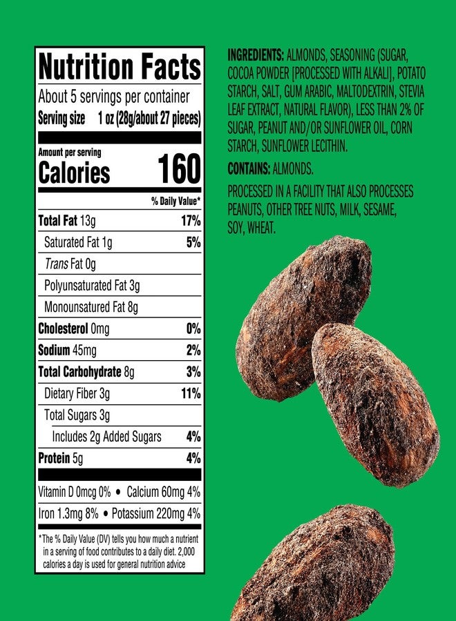 Emerald Nuts Cocoa Roast Almonds (1-Pack), 5 Oz Resealable Bag, Kosher Certified, Non-GMO, Contains No Artificial Preservatives, Flavors or Synthetic Colors - Image 5