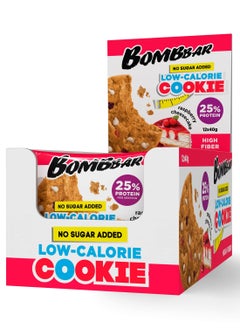 BOMBBAR Low Calorie Protein Cookie Raspberry Cheesecake Flavor High Fiber and No Sugar Added 12x40g  - Image 1