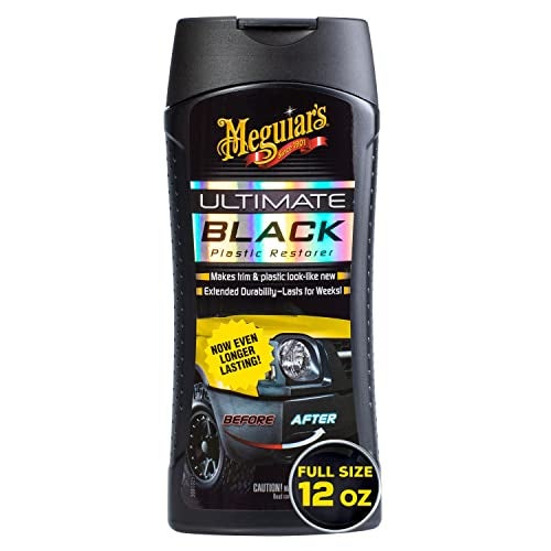 Meguiars Ultimate Black Plastic Restorer Durable Car Restorer That Gives New Life to Exterior Black Plastic Vinyl and Rubber Trim 12 Oz Bottle
