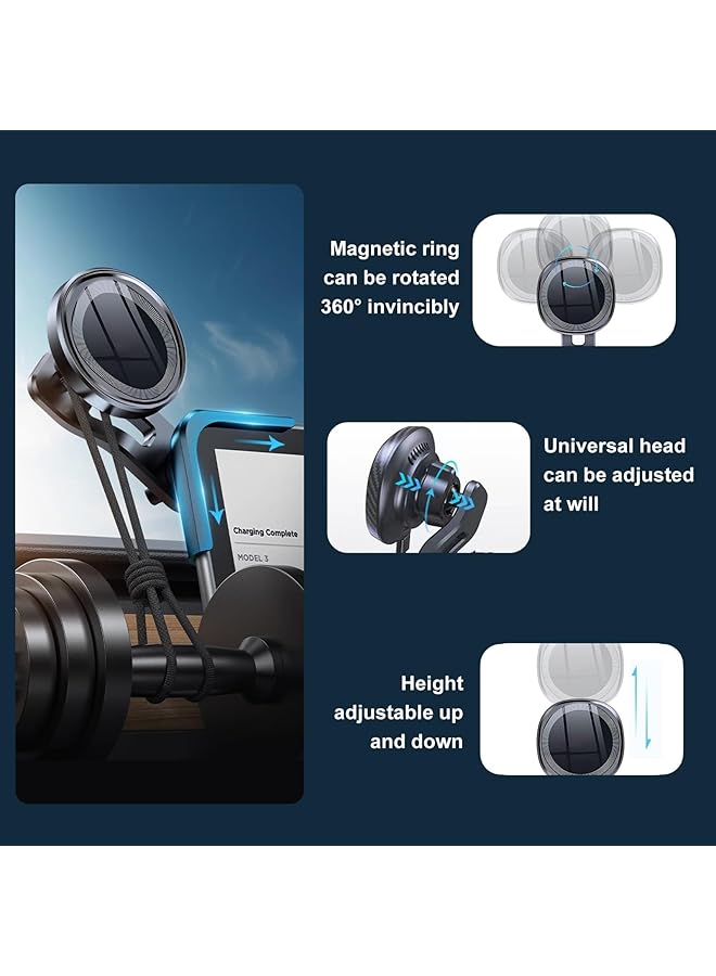 KASTWAVE Phone Mount For Tesla Model 3/Y, Phone Holder Wireless Recharge Super Magnet With 3M, Multiple 360° Rotation Adjustment, For All Iphone & Android Phones - With Magnetic Ring - Image 4