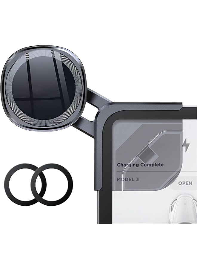 KASTWAVE Phone Mount For Tesla Model 3/Y, Phone Holder Wireless Recharge Super Magnet With 3M, Multiple 360° Rotation Adjustment, For All Iphone & Android Phones - With Magnetic Ring - Image 1