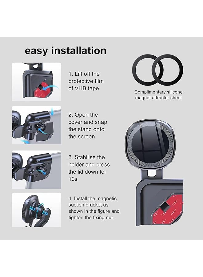 KASTWAVE Phone Mount For Tesla Model 3/Y, Phone Holder Wireless Recharge Super Magnet With 3M, Multiple 360° Rotation Adjustment, For All Iphone & Android Phones - With Magnetic Ring - Image 5