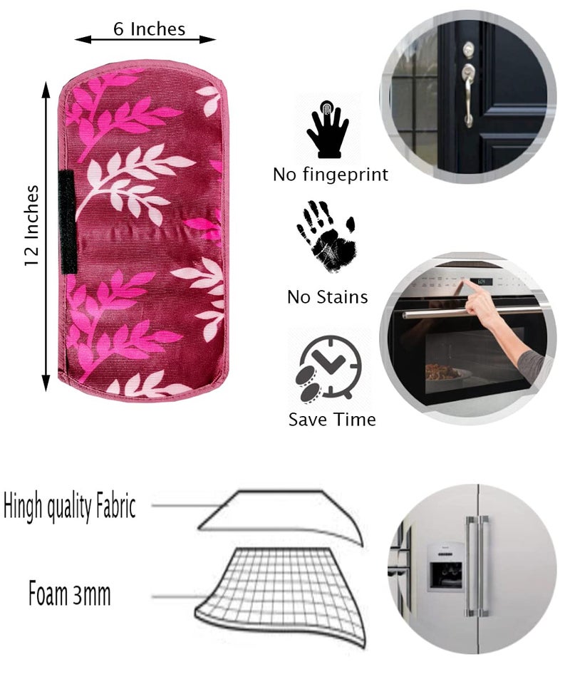 KANUSHI Industries® 1Pc Fridge Cover for Top with 6 Utility Pockets + 2 Handles Covers + 3 Fridge Mats (FRI-Wine-Small-Leave+2-Handle+M-27) - Image 5
