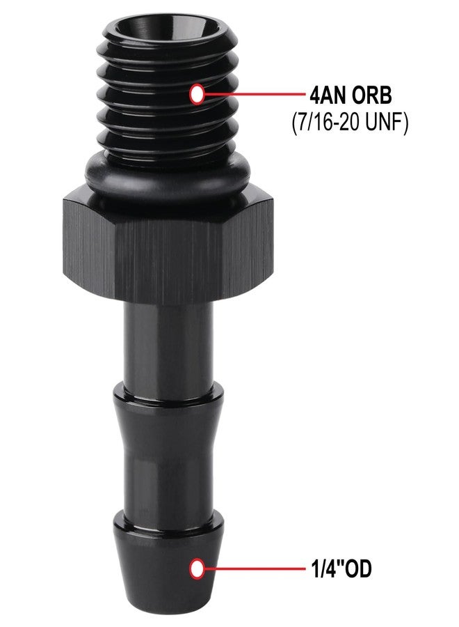 Podavelle 4AN -4 ORB Male to 1/4 Hose Barb Straight Fitting Adapter Aluminum Black - Image 2