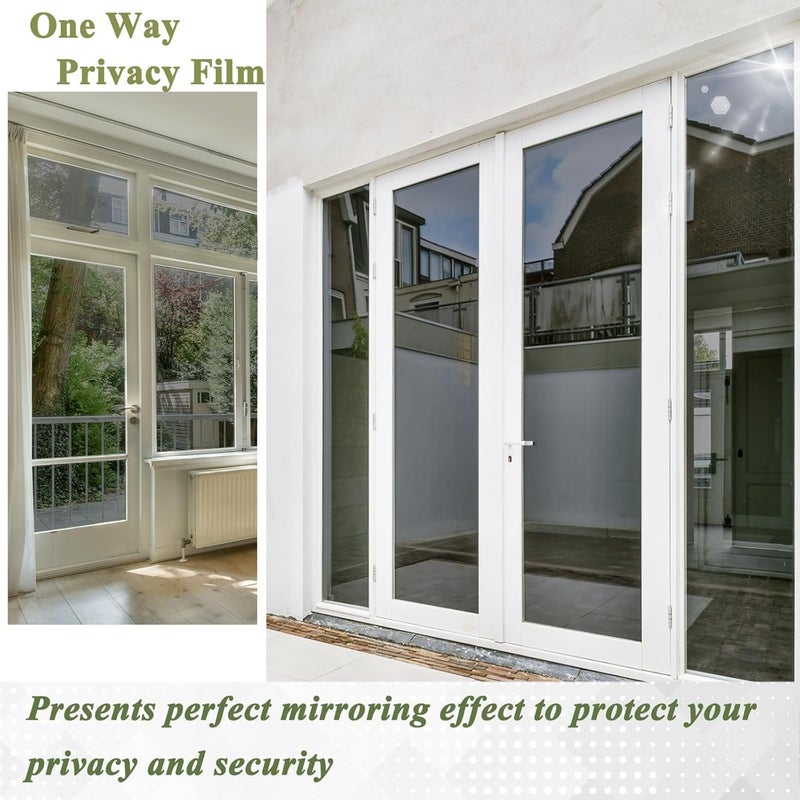 KAPIX Window Sticker for Privacy, Glass Film One-Way Black Film Anti Uv Tint for Home, Reflective Mirror Sun Blocking Heat Control UV Protection| Privacy Glass Film (51 x 150 cm) - Image 4